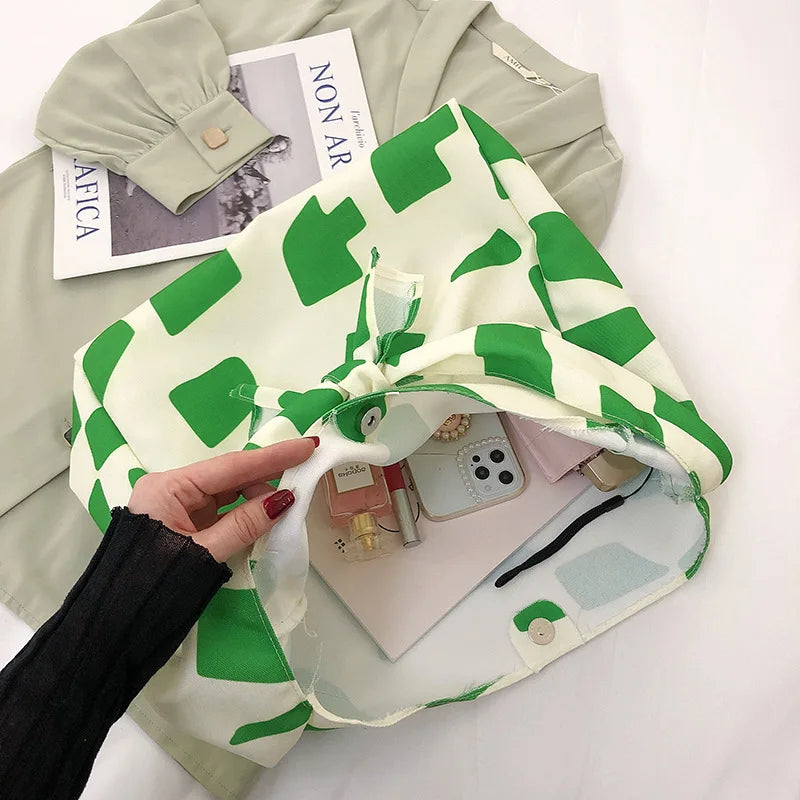 Women Canvas Shoulder Bag Cow Print Shopping Bags Style Tote Handbag
