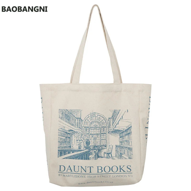 Canvas Shoulder Bag Daily Shopping Book Bag Handbag Large Tote For Girls