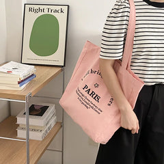 Women Canvas Shoulder Bag Embroidery Tote for Girls