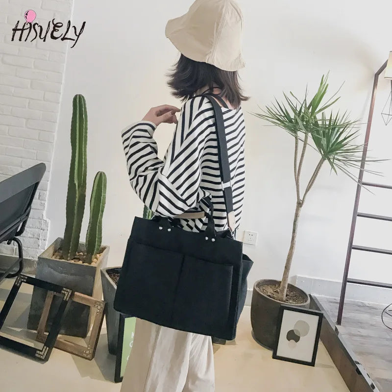 Women Canvas Shoulder Bag Large Capacity Crossbody Bag Vintage Messenger Bags