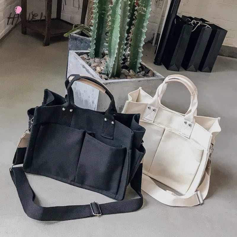 Women Canvas Shoulder Bag Large Capacity Crossbody Bag Vintage Messenger Bags