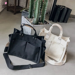 Women Canvas Shoulder Bag Large Capacity Crossbody Bag Vintage Messenger Bags