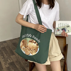 Women Canvas Shoulder Bag Food Supermarket Shopping Bags