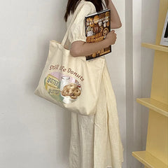 Women Canvas Shoulder Bag Food Supermarket Shopping Bags