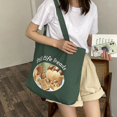 Canvas Shopping Bag for Women, Eco-Friendly Grocery Tote Handbag