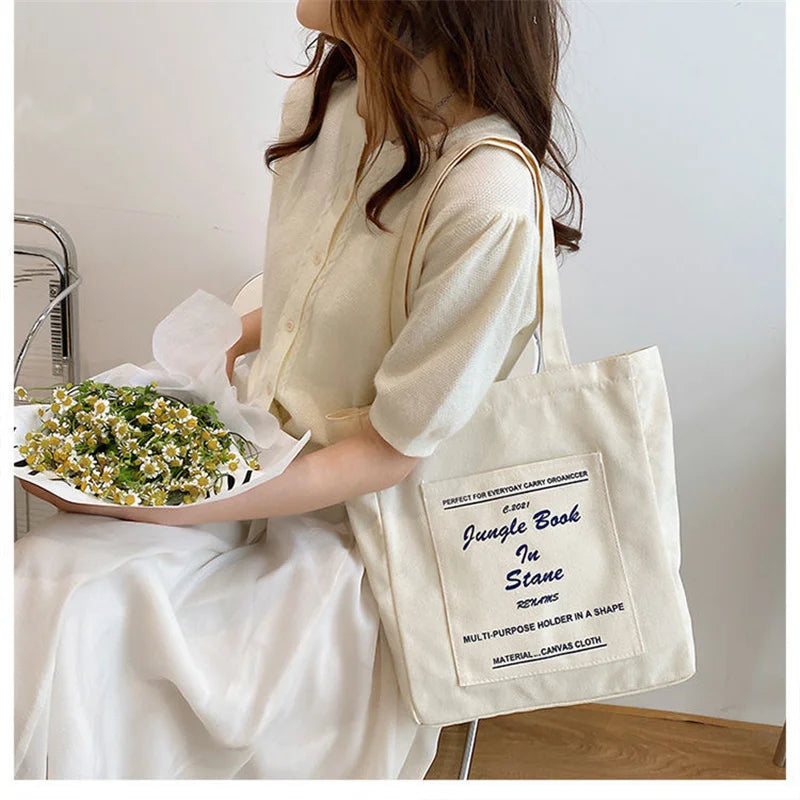 Jungle Book Canvas Shoulder Bag for Women Casual Handbag Tote Large Capacity