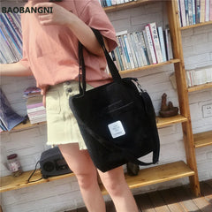 Women Canvas Shoulder Bag Corduroy Tote Crossbody Bags Striped Handbag