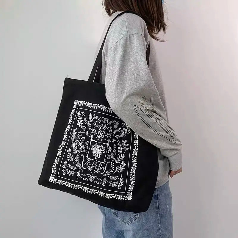 Women Canvas Shoulder Bag Casual Handbag Tote Bag Large Capacity