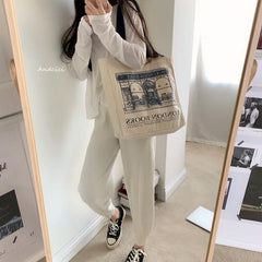 Women Canvas Shoulder Bag Casual Handbag Tote Large Capacity Shopping Beach Bag