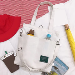 Women Canvas Shoulder Bag Letter Printing Cotton Cloth Handbags Tote Books Bag