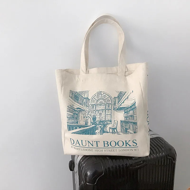 Women Canvas Shoulder Bag London Daunt Books Shopping Bags