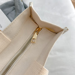 London Tea Print Canvas Shoulder Bag for Women