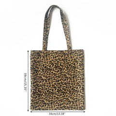 Leopard Print Canvas Shoulder Bag for Women Girls