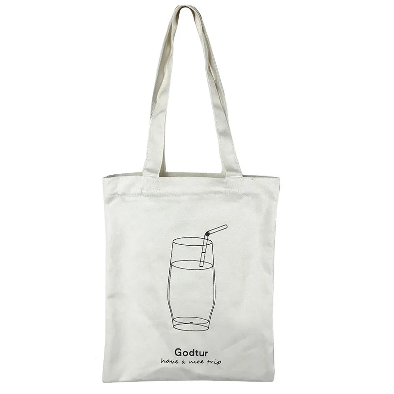 Women Canvas Shoulder Bag Print Shopping Bags Cotton Handbags Tote For Girls