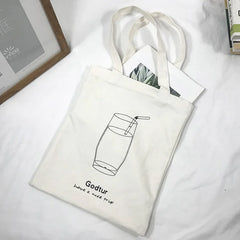 Women Canvas Shoulder Bag Print Shopping Bags Cotton Handbags Tote For Girls