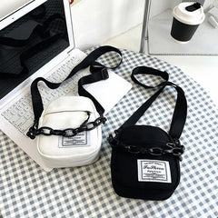 Canvas Shoulder Bag Small Messenger Crossbody Bag Chain Mini Pouch Zipper Purse