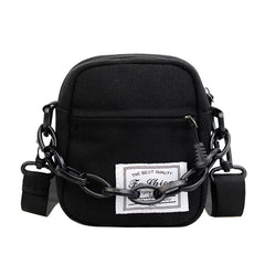 Canvas Shoulder Bag Small Messenger Crossbody Bag Chain Mini Pouch Zipper Purse