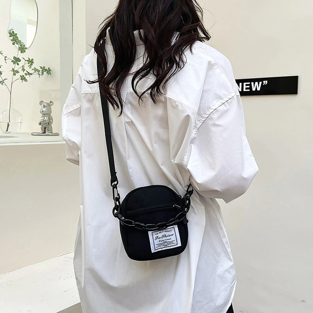 Women Canvas Shoulder Bag Small Messenger Crossbody Bags Chain Mini Phone Pouch