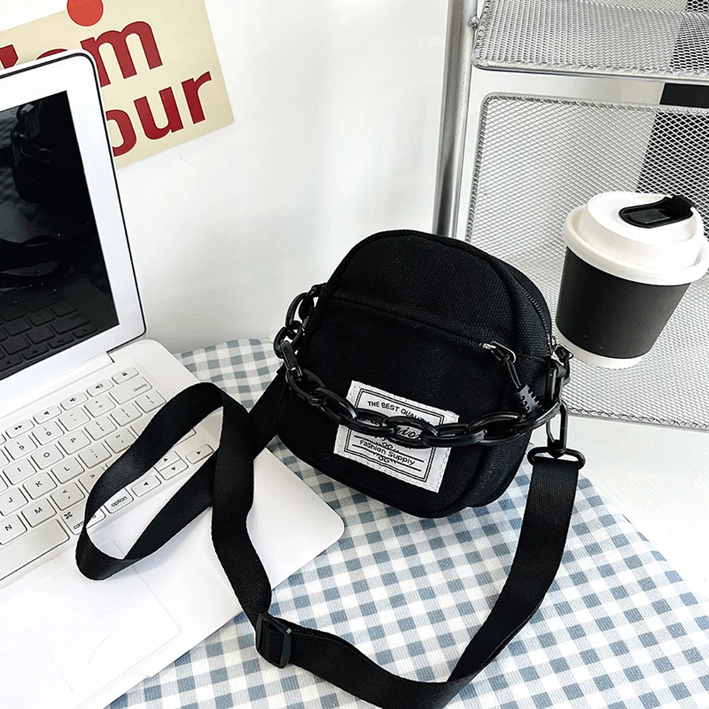 Women Canvas Shoulder Bag Small Messenger Crossbody Bags Chain Mini Phone Pouch