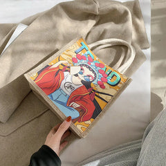 Canvas Shoulder Bag Small Cotton Handbag Vintage Crossbody Bag