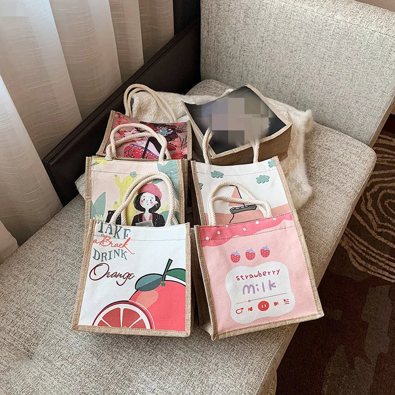 Canvas Shoulder Bag Small Cotton Handbag Vintage Crossbody Bag