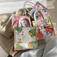 Canvas Shoulder Bag Small Cotton Handbag Vintage Crossbody Bag
