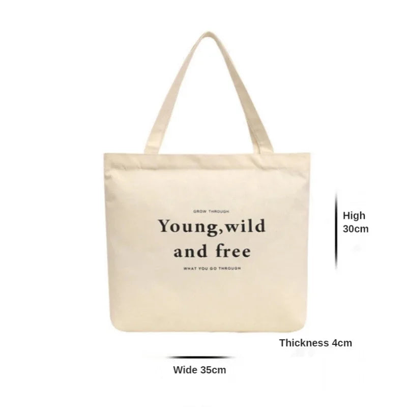 Bear Print Canvas Shoulder Bag Women Casual Handbag Tote Large Capacity