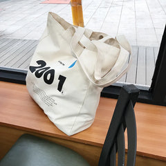Canvas Shoulder Bag 2001 Letters Print Tote Eco Reusable Large Shopping Bag