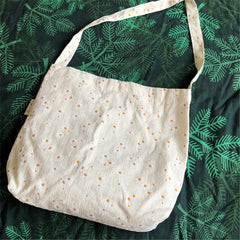 Women Canvas Shoulder Bags Embossed Daisy Floral Handbag Tote