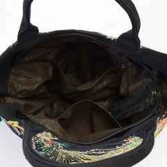 Embroidery Canvas Shoulder Bag Ethnic Style Handbag Retro Top-handle Tote