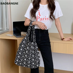 Women Canvas Shoulder Bags Flower Embroidery Totes Female Casual Floral Handbags