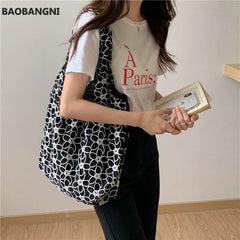 Women Canvas Shoulder Bags Flower Embroidery Totes Female Casual Floral Handbags