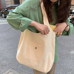 Canvas Shoulder Bag Large Capacity School Tote Eco-Friendly Satchel