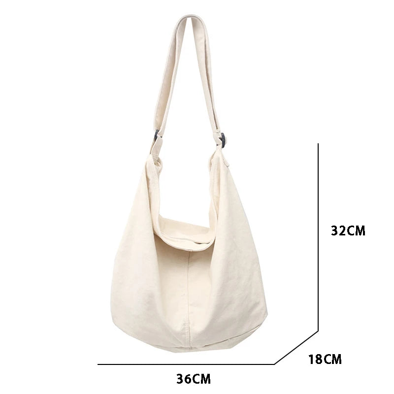 Women Canvas Shoulder Bag Large Capacity Books Handbag Tote Crossbody Bag