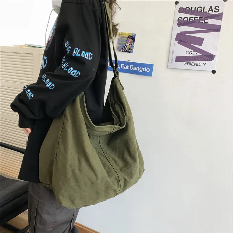 Canvas Shoulder Bag Large Capacity Handbag Tote