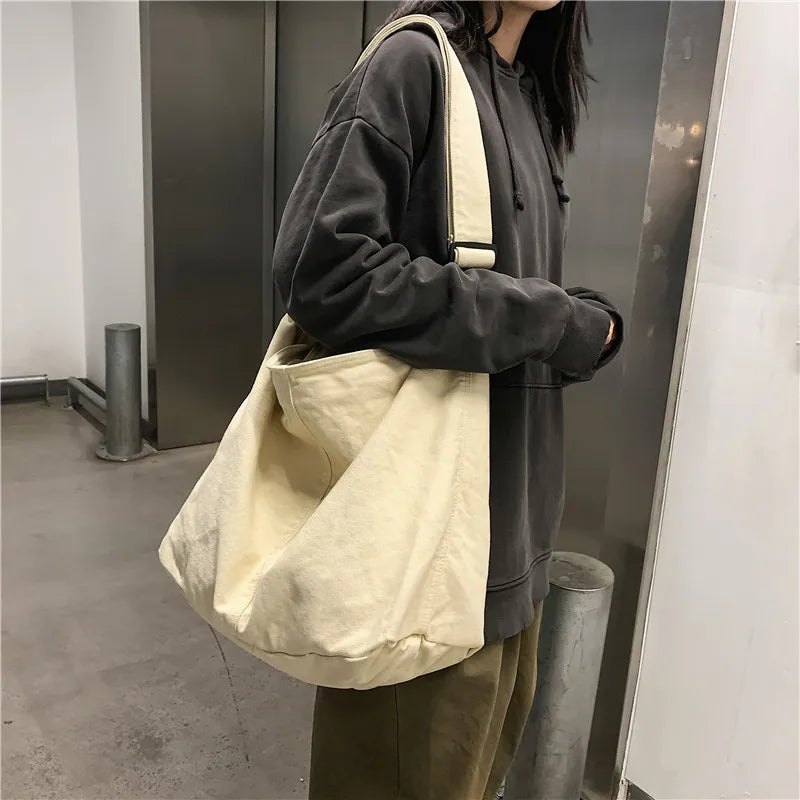 Canvas Shoulder Bag Large Capacity Handbag Tote