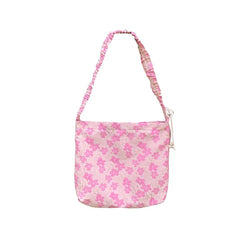 Canvas Shoulder Bags Puff flower Ladies Floral Handbag Tote Book Bag