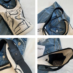 Vintage Canvas Shoulder Bag Crossbody Handbag Graffiti Harajuku Casual