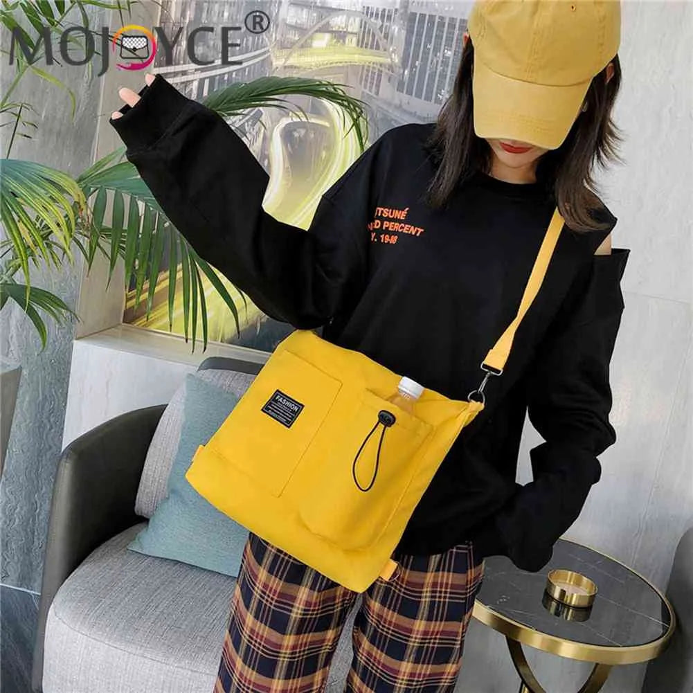 Women Canvas Shoulder Handbags Schoolbag Crossbody Bag Large Capacity Travel Sho