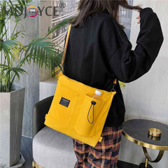 Women Canvas Shoulder Handbags Schoolbag Crossbody Bag Large Capacity Travel Sho