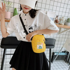Women Canvas Shoulder Messenger Bags Small Female Students Crossbody Bag