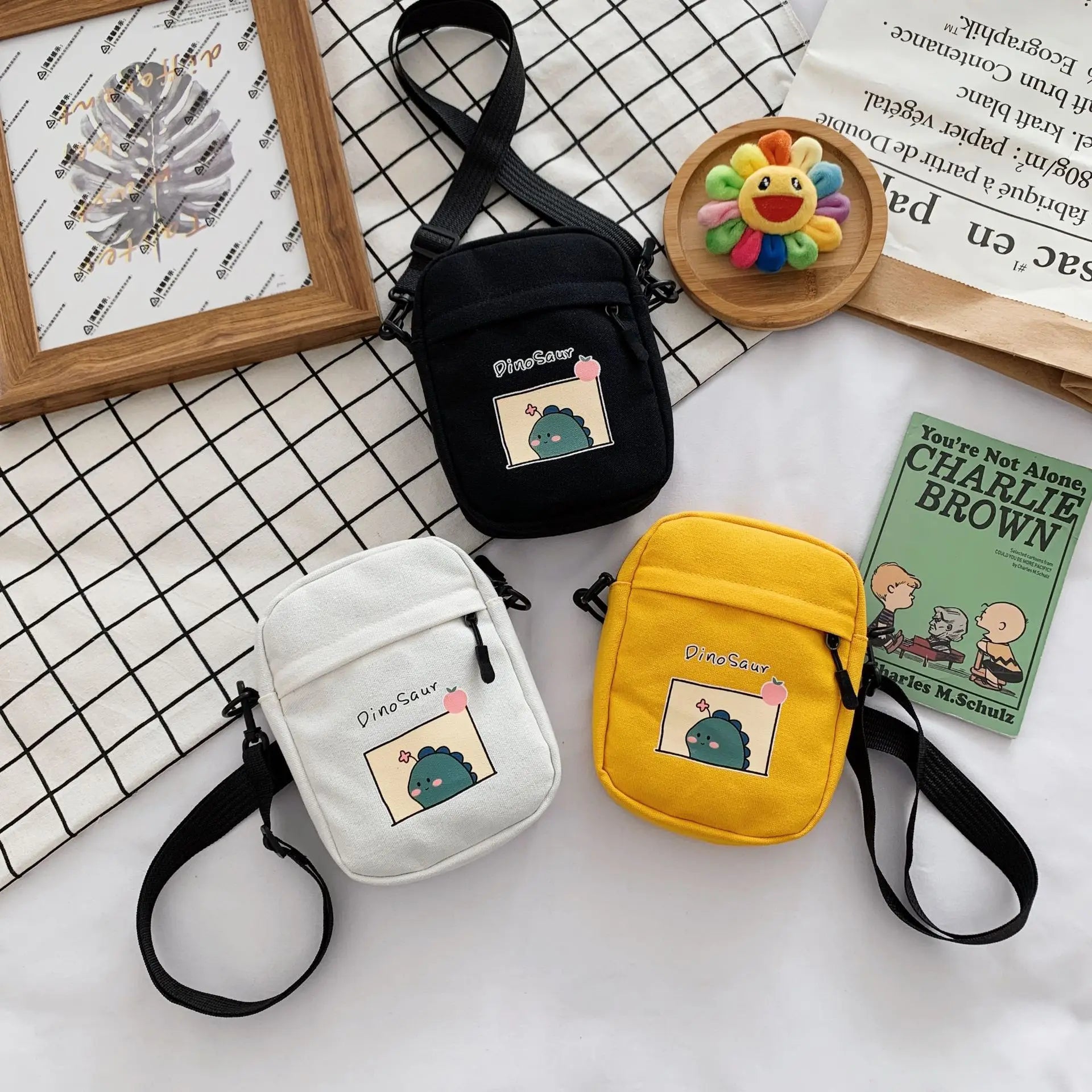 Women Canvas Shoulder Messenger Bags Small Female Students Crossbody Bag