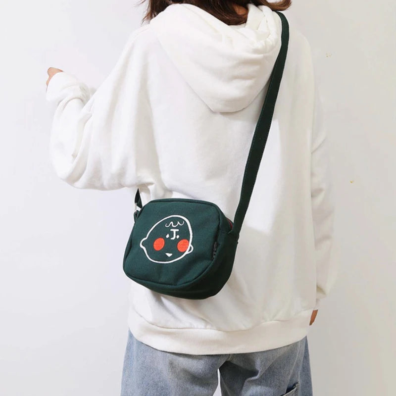 Canvas Shoulder Messenger Bag for Women Small Girls Crossbody Phone Bag