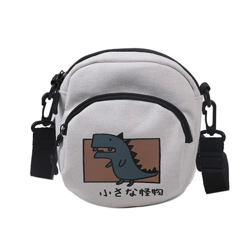 Cartoon Canvas Shoulder Bag Small Crossbody Handbag for Girl Student