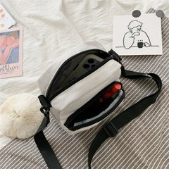Cartoon Canvas Shoulder Bag Small Crossbody Handbag for Girl Student
