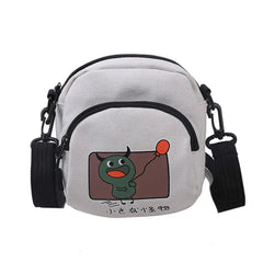Cartoon Canvas Shoulder Bag Small Crossbody Handbag for Girl Student