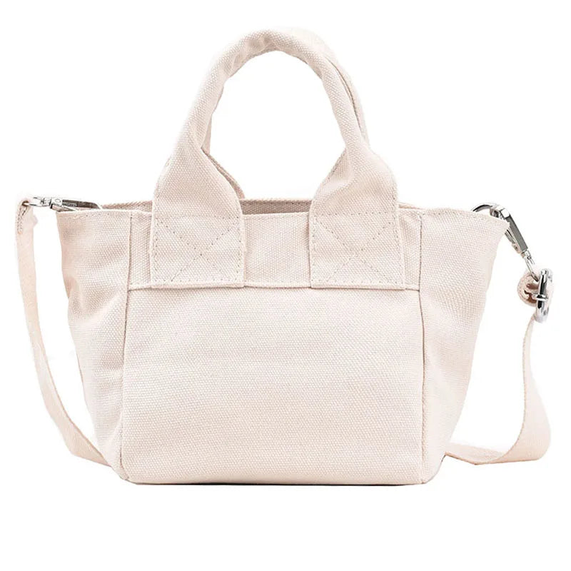 Canvas Shoulder Bag Casual Shopping Handbag Small Tote For Girls