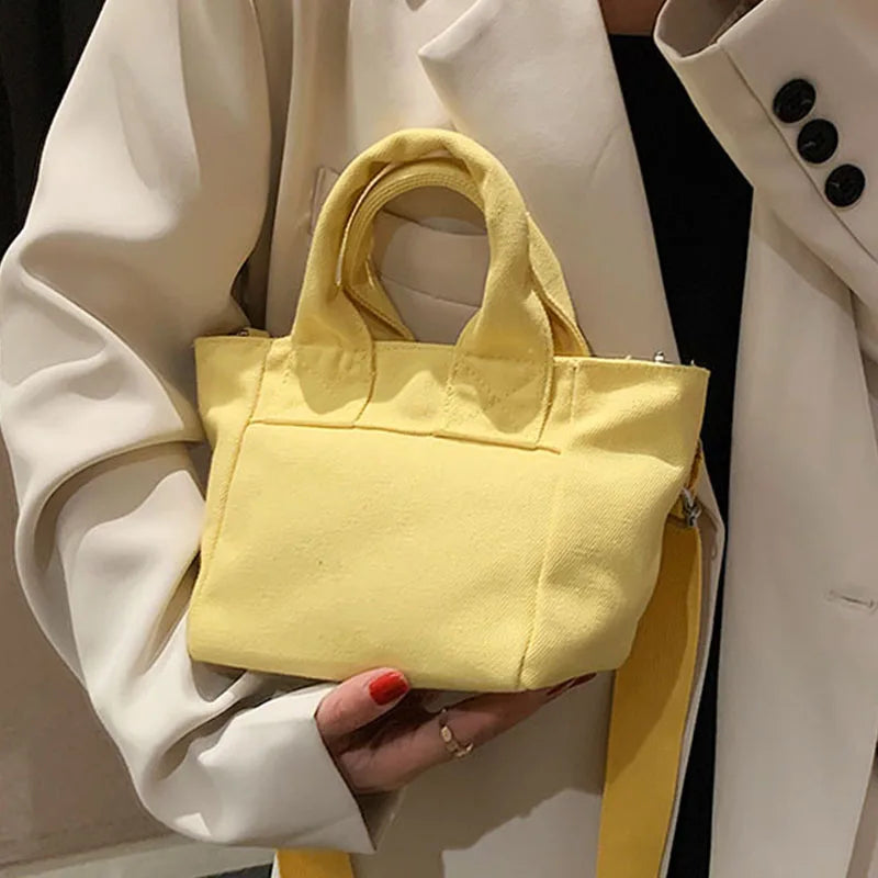 Canvas Shoulder Bag Casual Shopping Handbag Small Tote For Girls