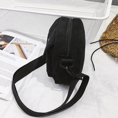 Women Canvas Shoulder Messenger Bag Small Square Bag Corduroy Bag