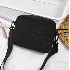 Women Canvas Shoulder Messenger Bag Small Square Bag Corduroy Bag